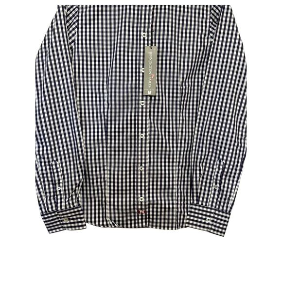 Pennington & Bailes Gingham Button Up Shirt Long Sleeve Collar Blue White S NWT - Picture 3 of 8